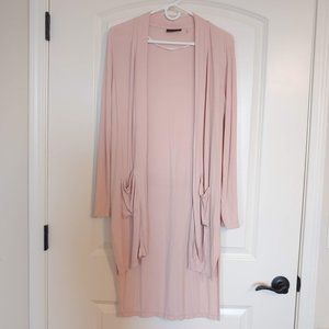 DKNY Pink Long Knit Cardigan with Pockets